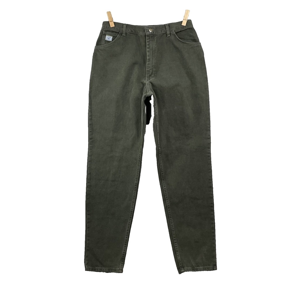Vintage Old Stock Wrangler Jeans Women 16 Olive High Waist 90s Mom Taper Western